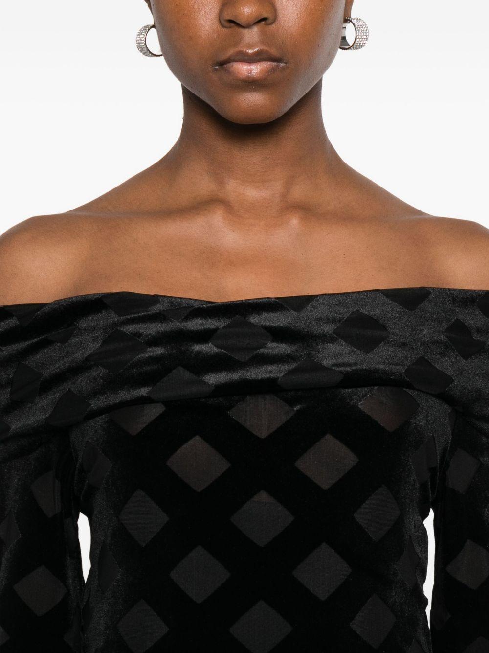 Abito nero Bardot con motivo di diamanti AT101 NERO ALESSANDRO LEGORA