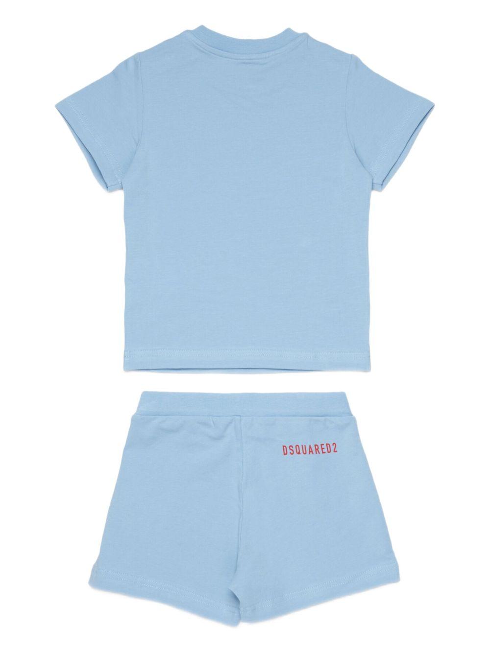 Completo t-shirt e shorts in cotone con logo DQ3249D008J DQ814 DSQUARED KIDS