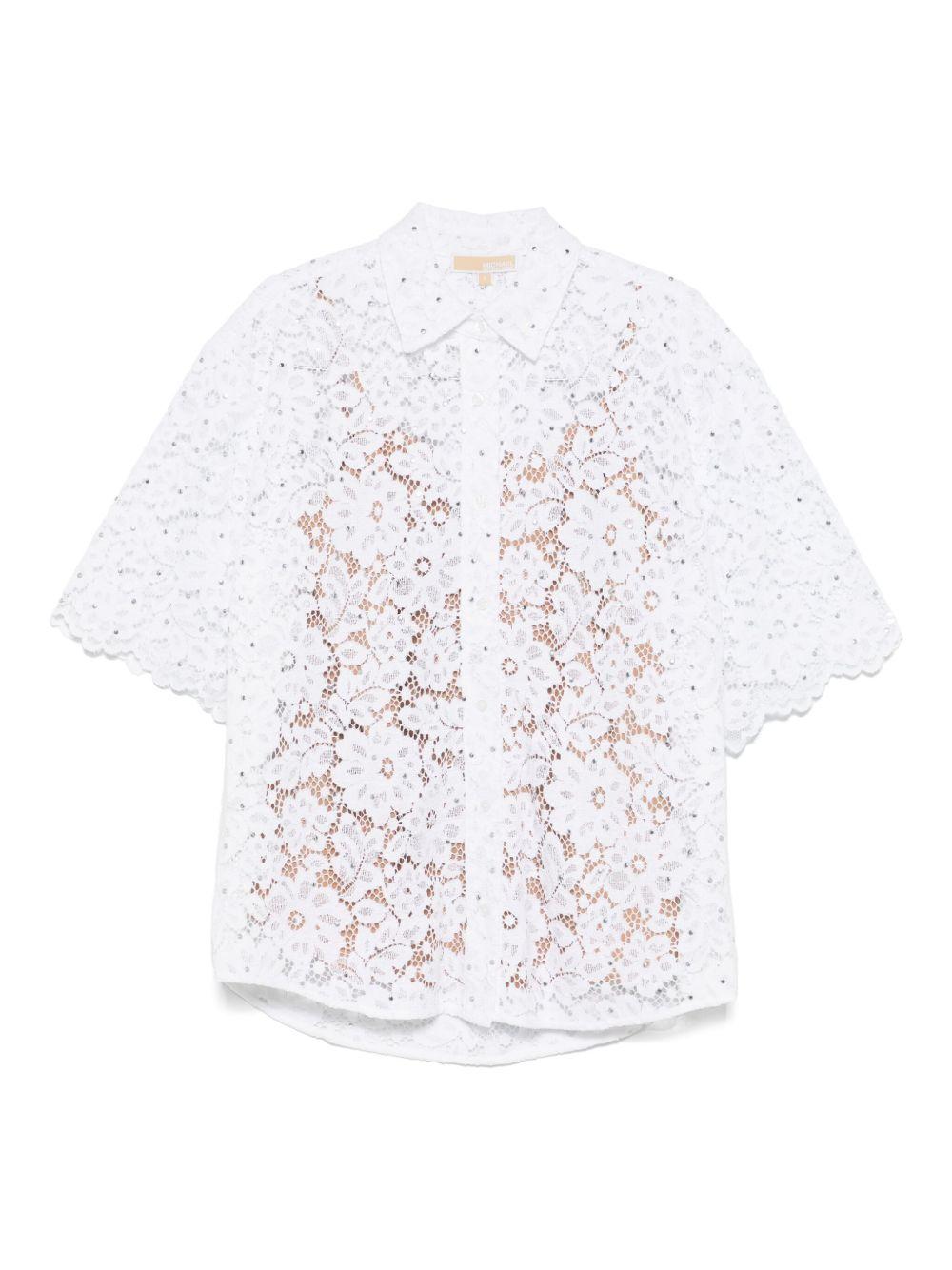 Camicia bianca ricamata con borchie