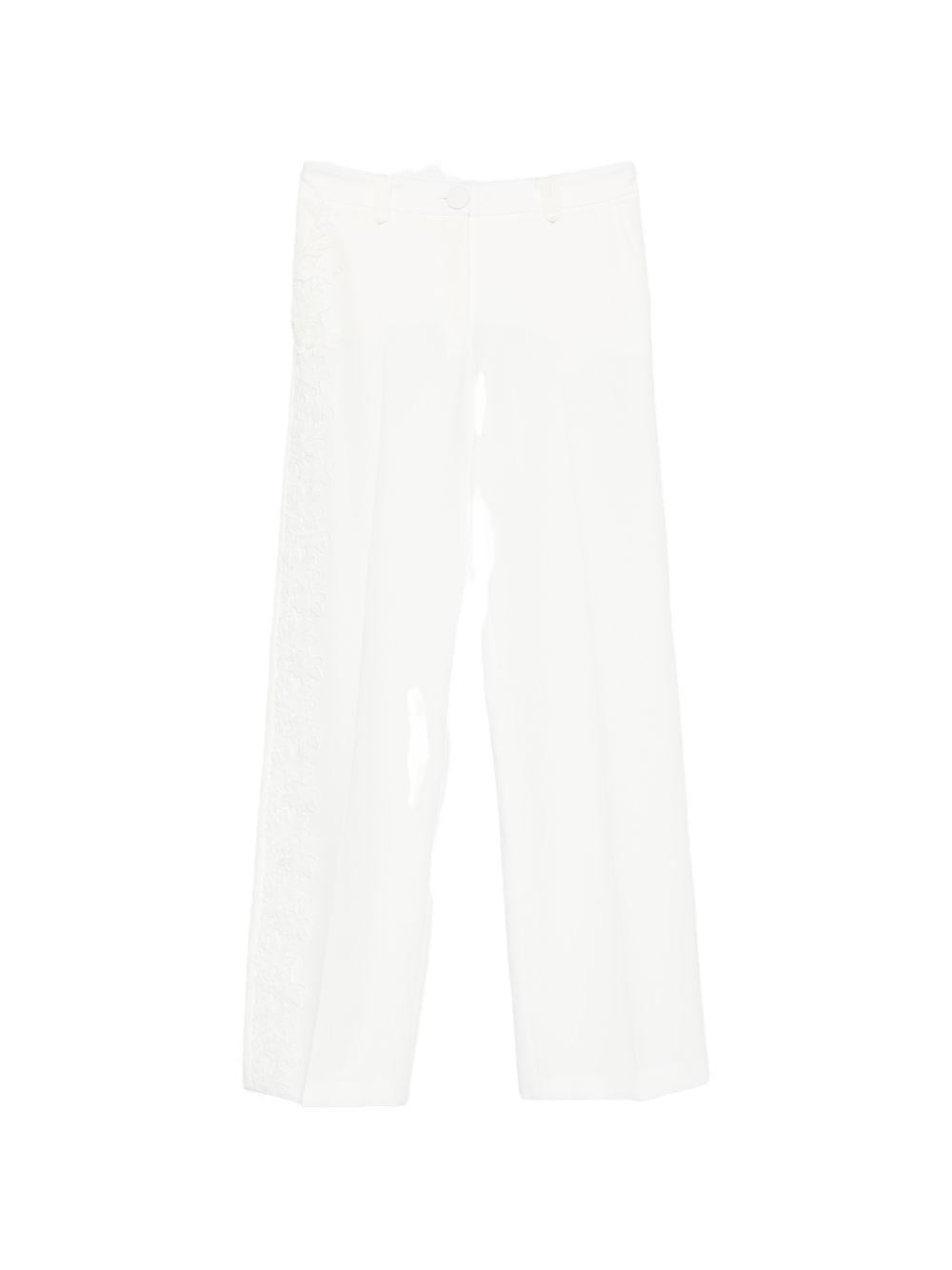 Pantaloni in poliammide con dettaglio in pizzo WS00551 BIANCO BABYLON COLLECTION
