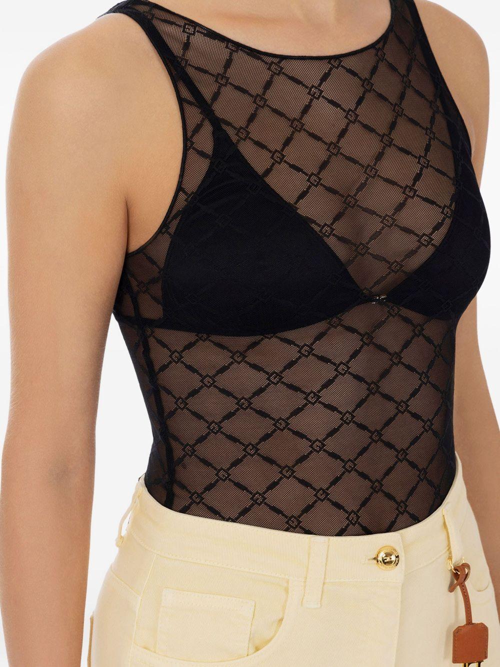 Body in tulle jacquard nero
