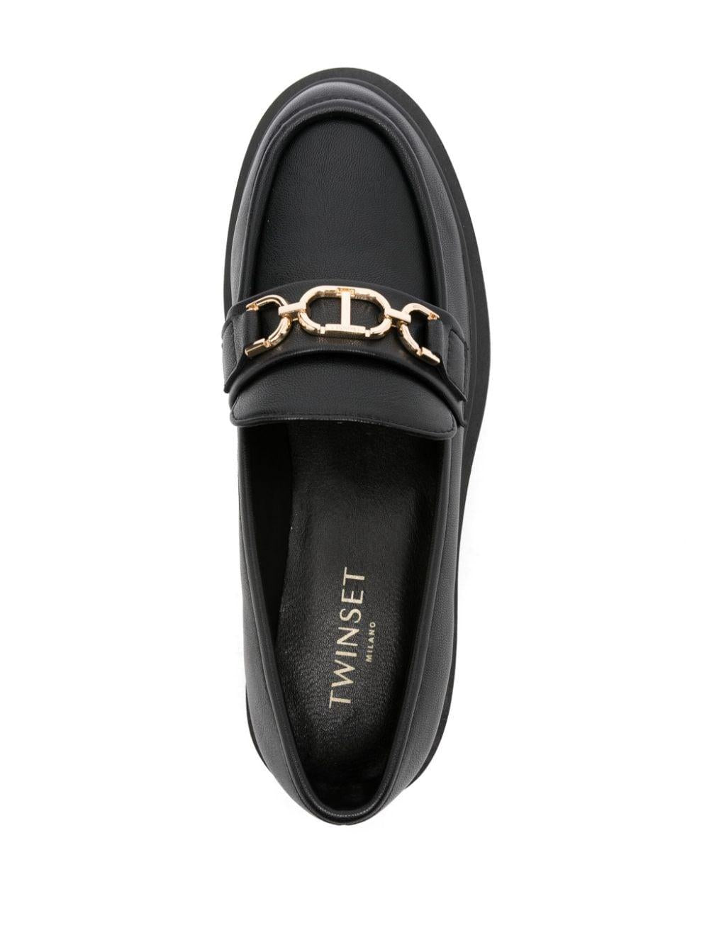 Mocassino nero catena Oval-T