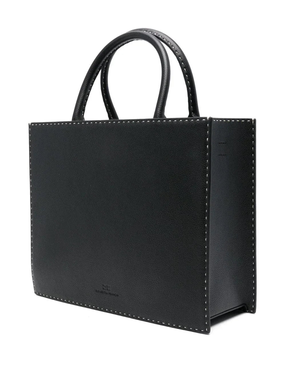 Borsa tote piccola con impunture a contrasto nero - Preludio Moda