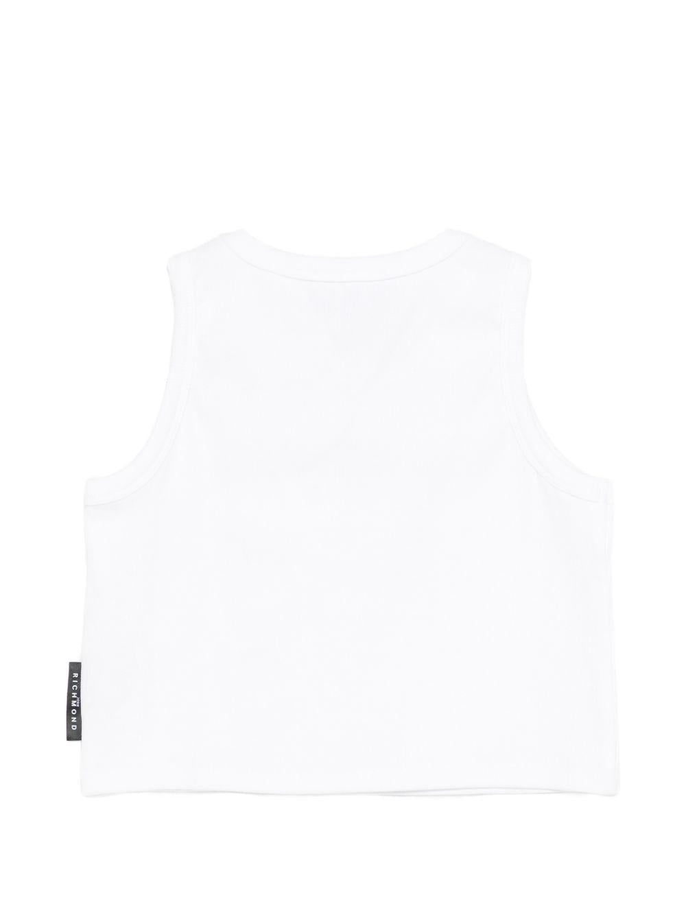 T-shirt in cotone senza maniche RGP26172CN WHITE JOHN RICHMOND KIDS