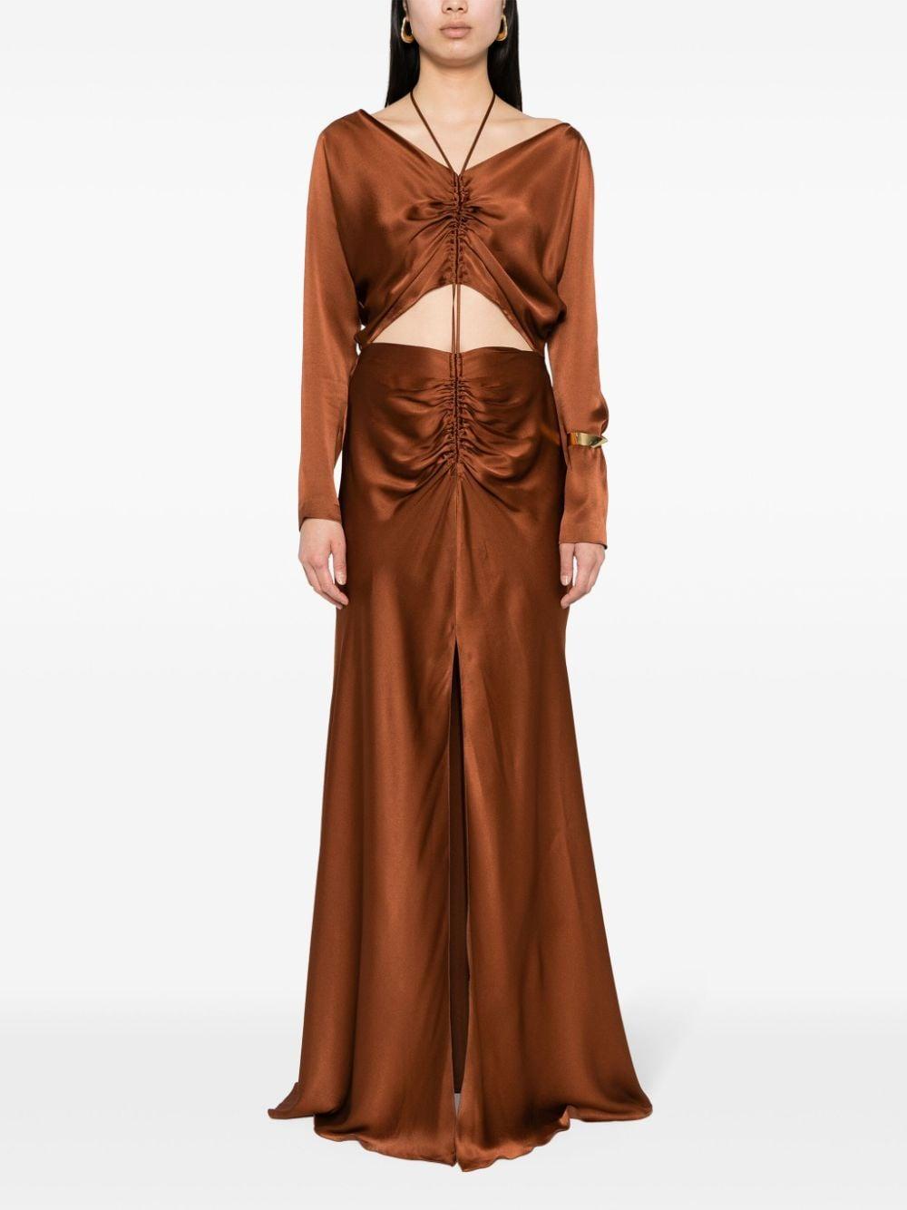 Abito marrone cut-out A04140119 0089 ALBERTA FERRETTI