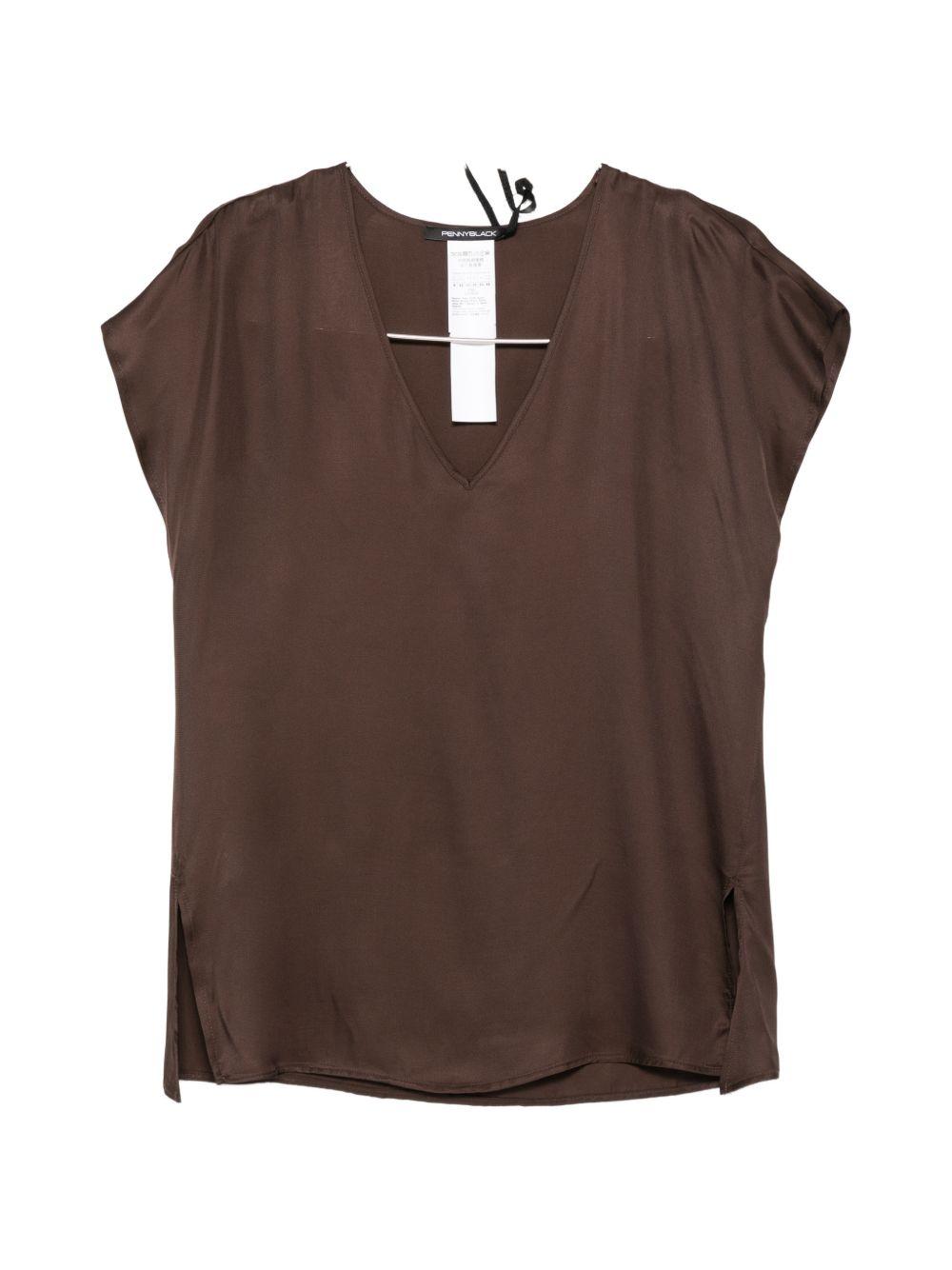 Blusa in viscosa con spacchi laterali 2611161053200 003 PENNY BLACK