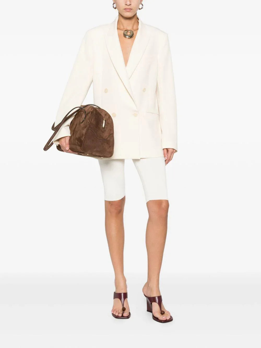 Giacca doppiopetto bianca con revers classici - Preludio Moda