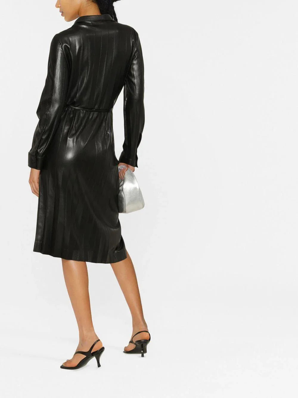 Abito nero spalmato plissè - Preludio Moda