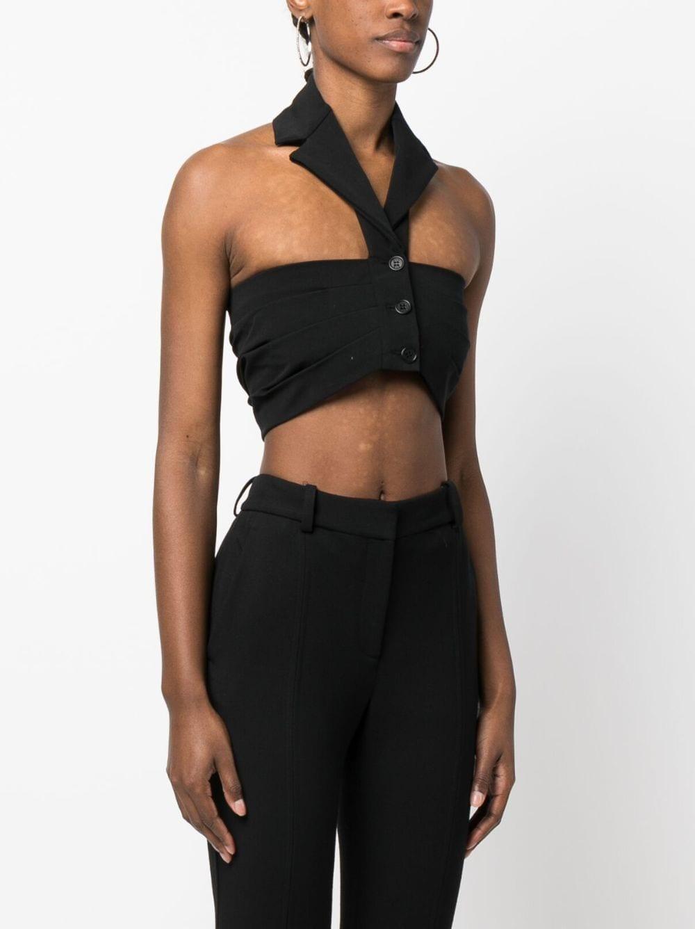 Top crop con reverse nero
