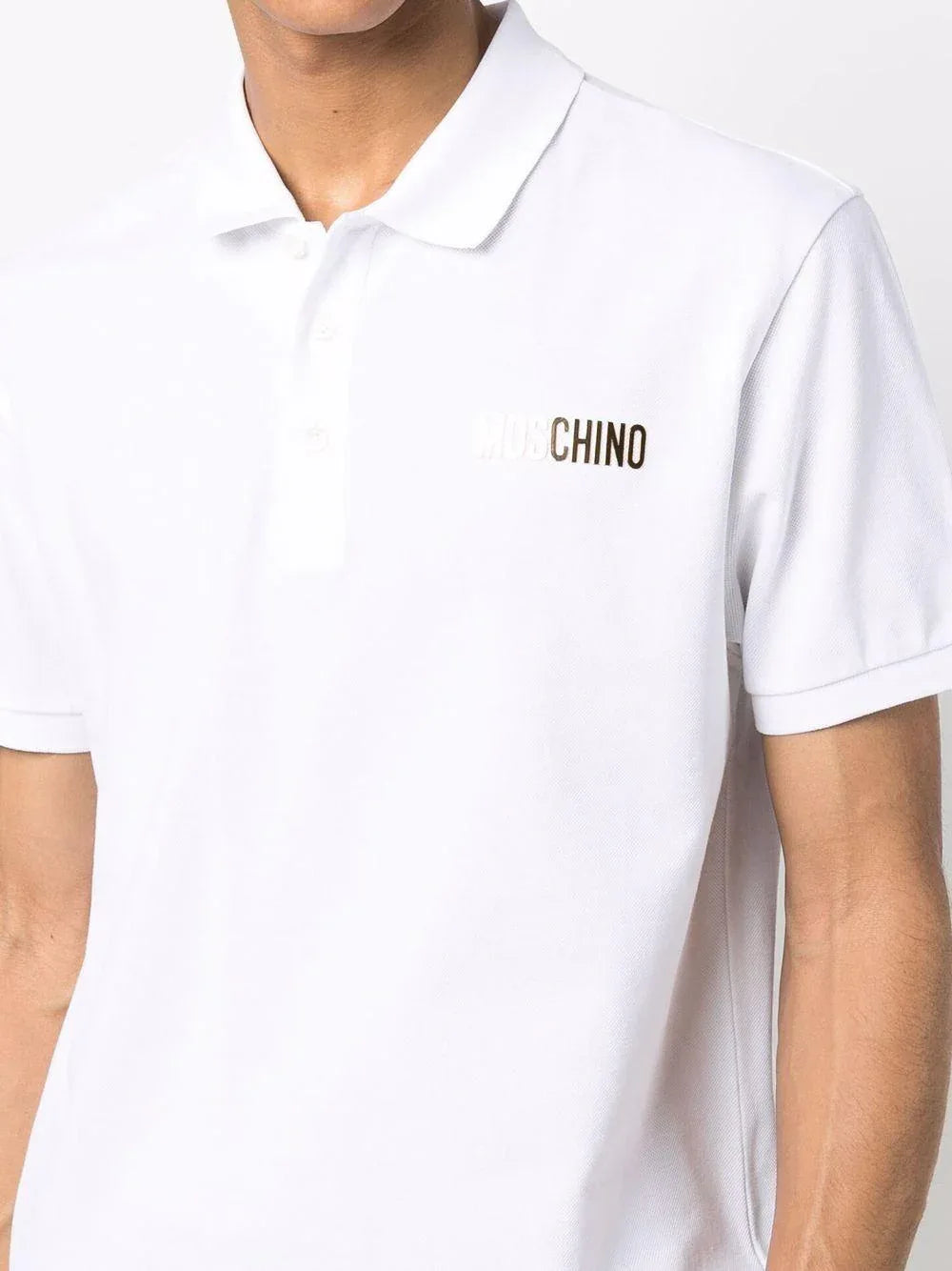 Polo bianca logo oro petto - Preludio Moda