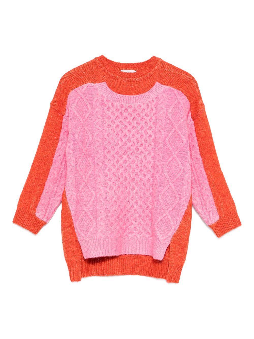 Maglione Rosa con Design Color-Block - Preludio Moda