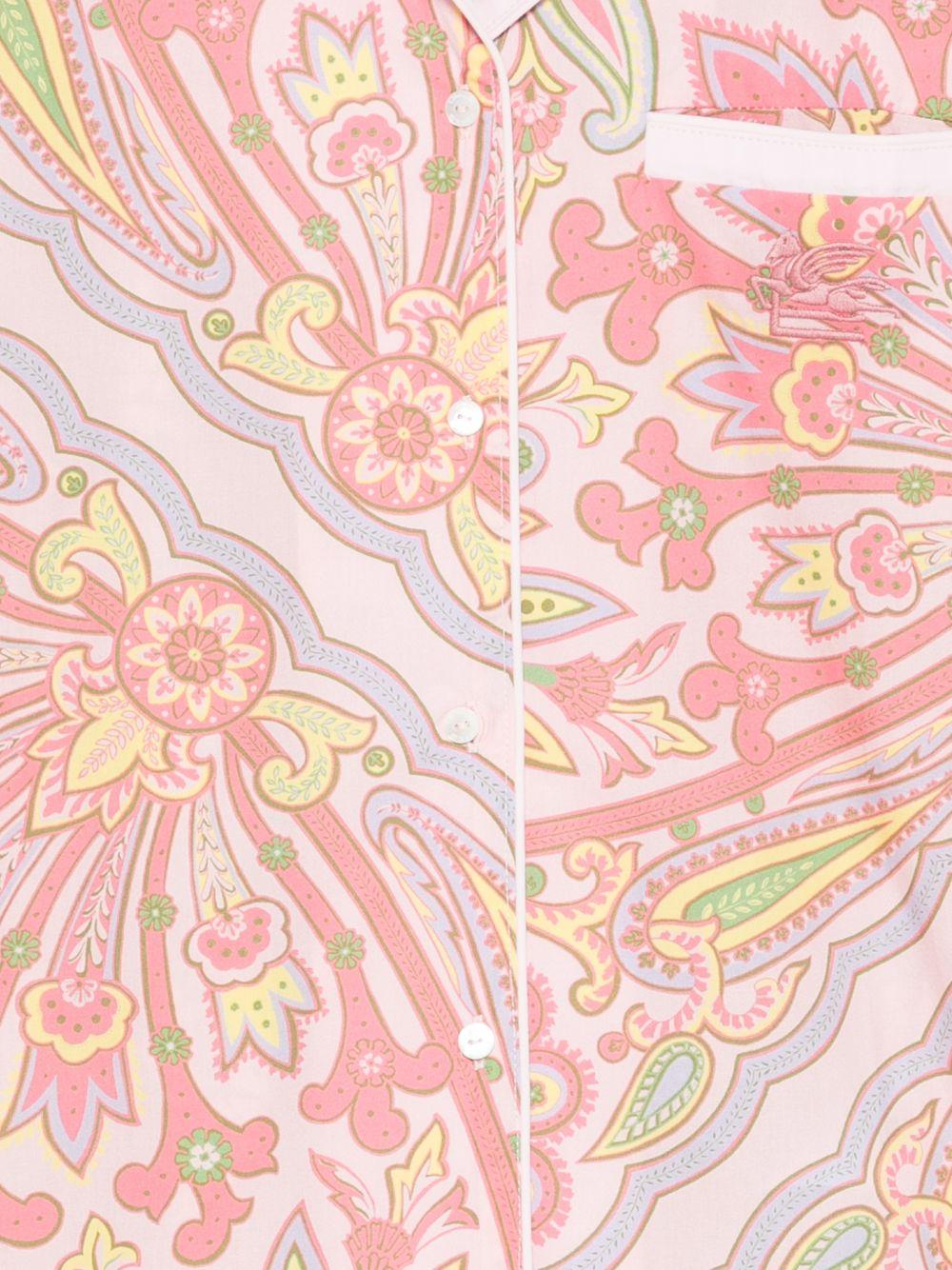 Camicia a maniche corte in cotone con stampa paisley GY5A41P0587 503VI ETRO KIDS