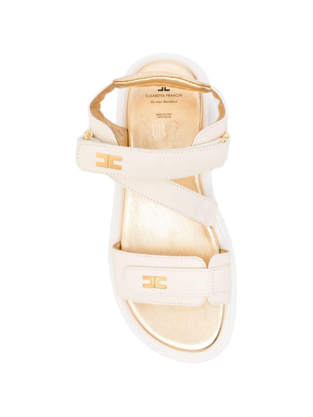 Sandali con chiusura a strappo in pelle F4A2E05861733698 BURRO ELISABETTA FRANCHI KIDS