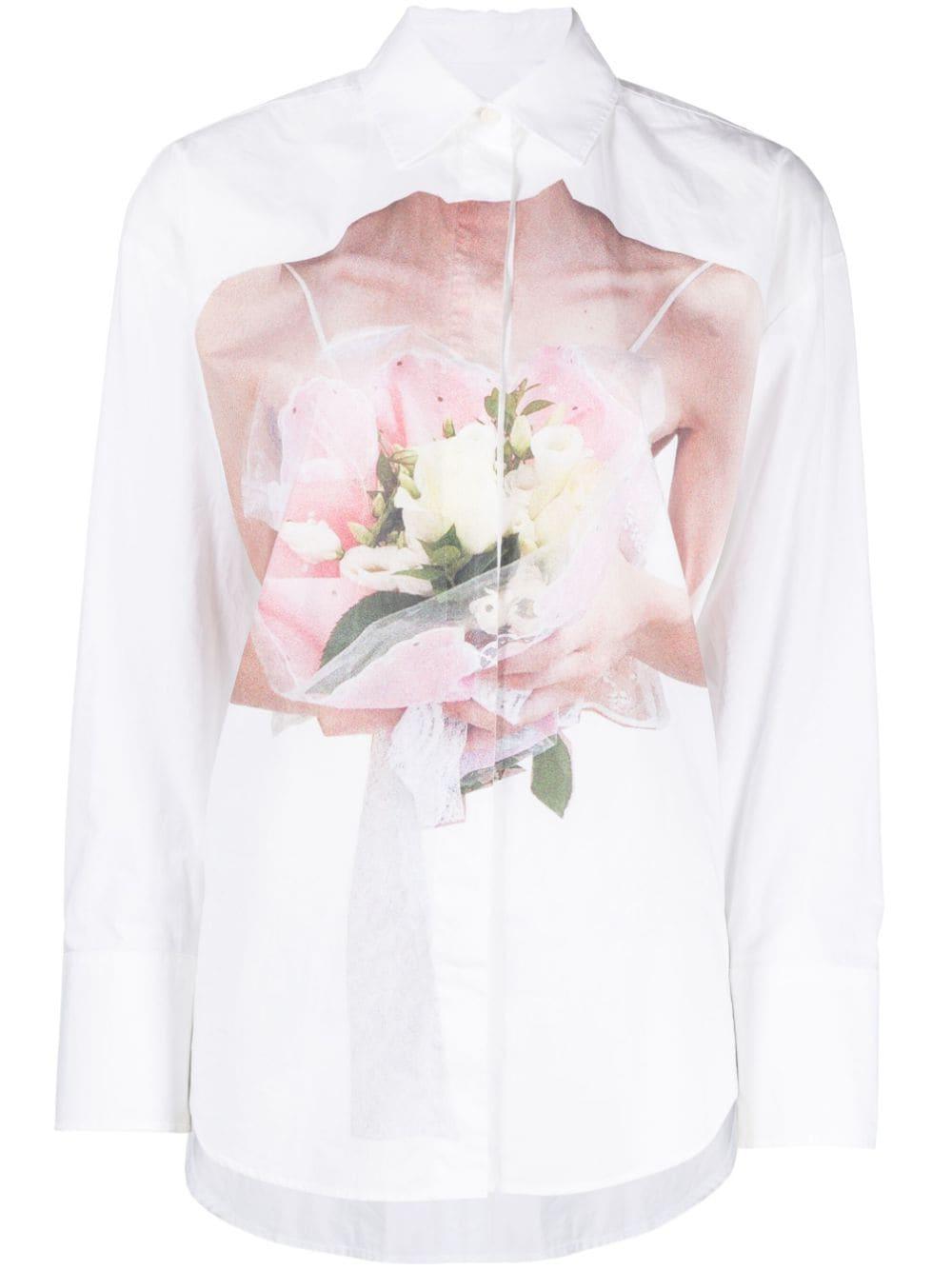 Camicia bianca bouquet 3442MDE17X 237125 BIANCA MSGM