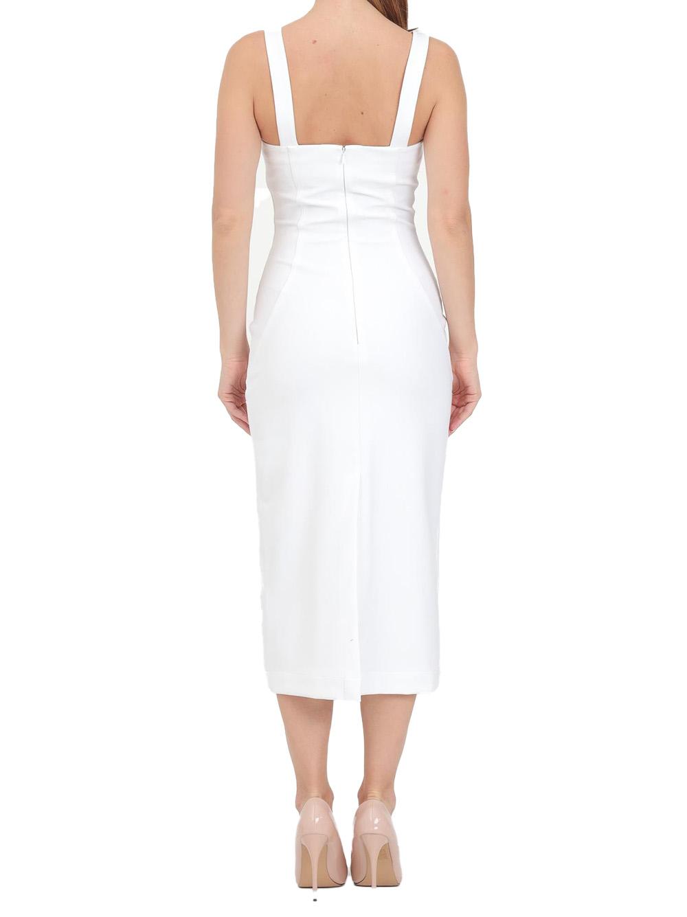 Abito bianco scollo con fibbie baroque 77HAO935N0394 003 VERSACE JEANS