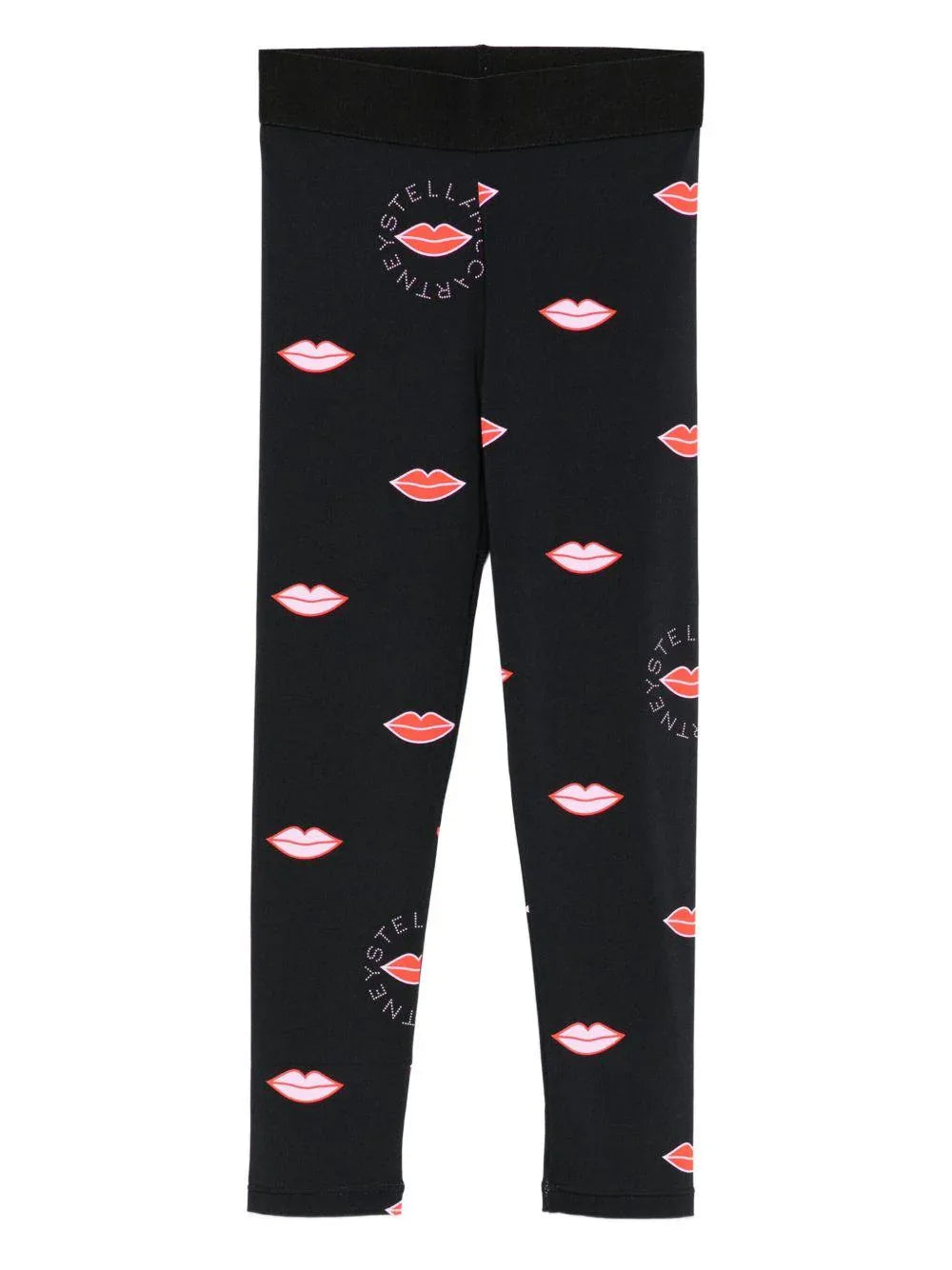 Leggings Neri per Bambini con Stampa Labbra - Preludio Moda
