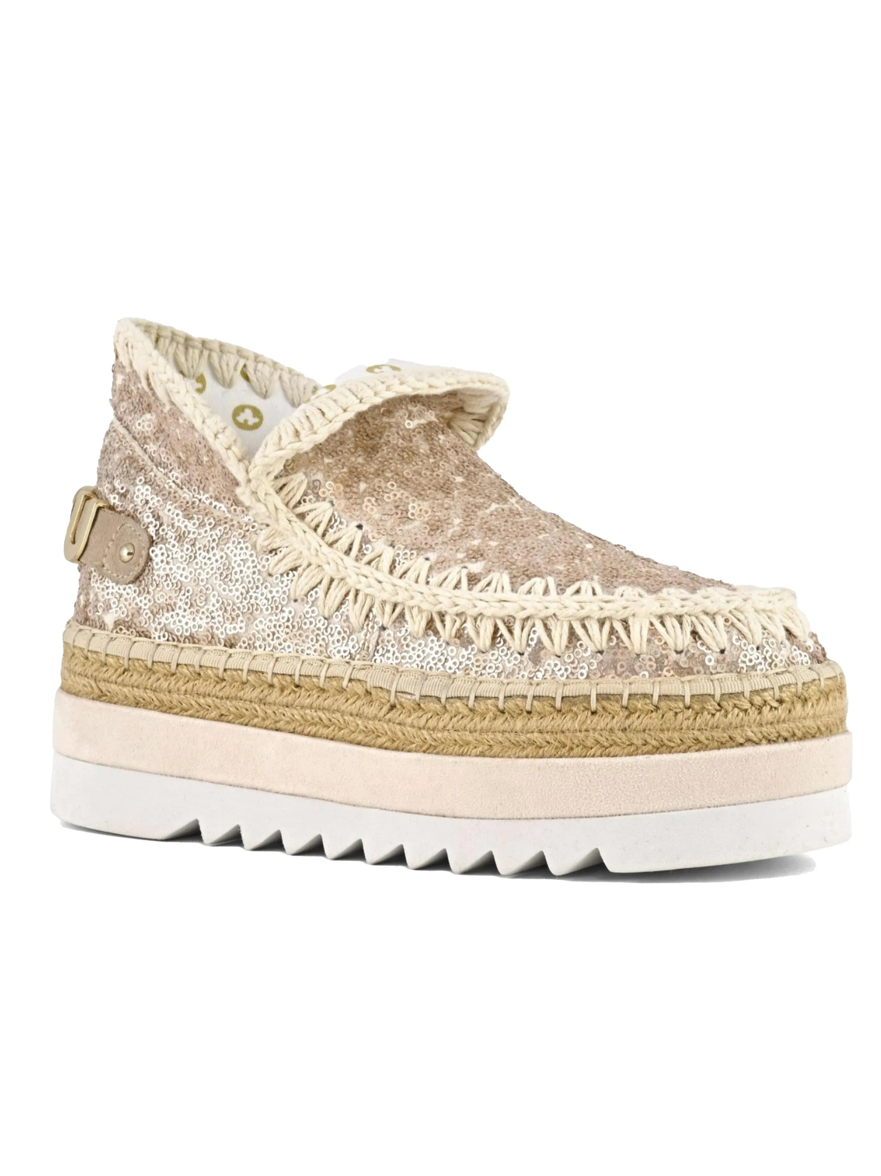 Eskimo jute eva outsole sequins microsequins natural - Preludio Moda