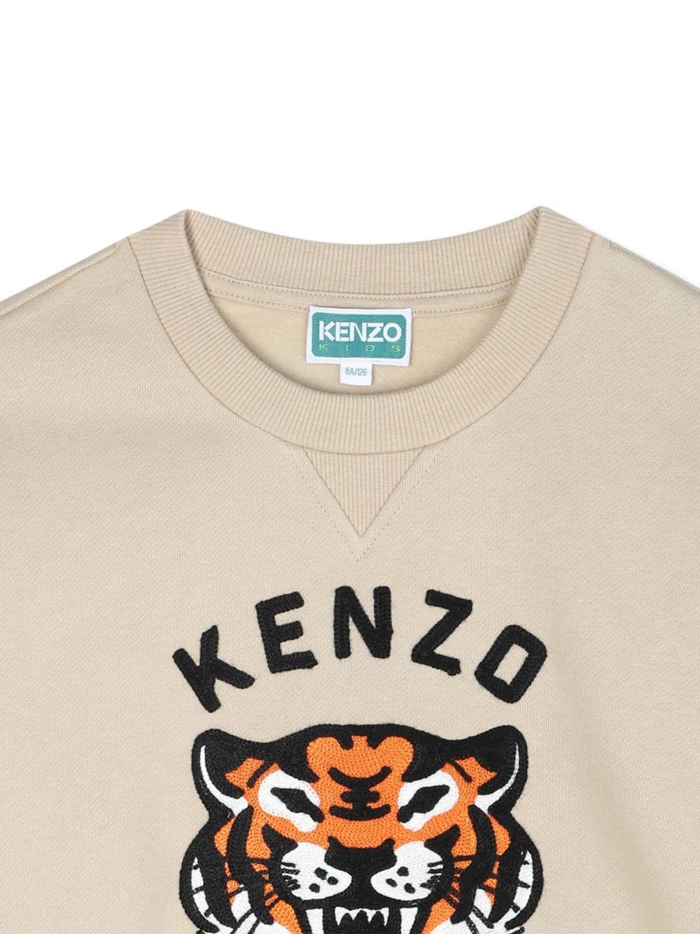 Felpa beige con ricamo Tiger Head K61432 249 KENZO KIDS