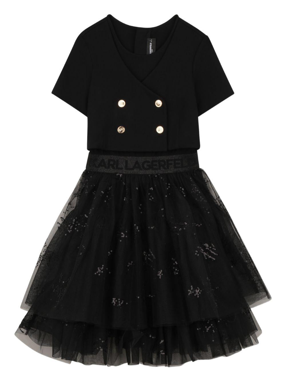 Abito con giacchina e gonna in tulle con paillettes Z31142 09B KARL LAGERFELD KIDS