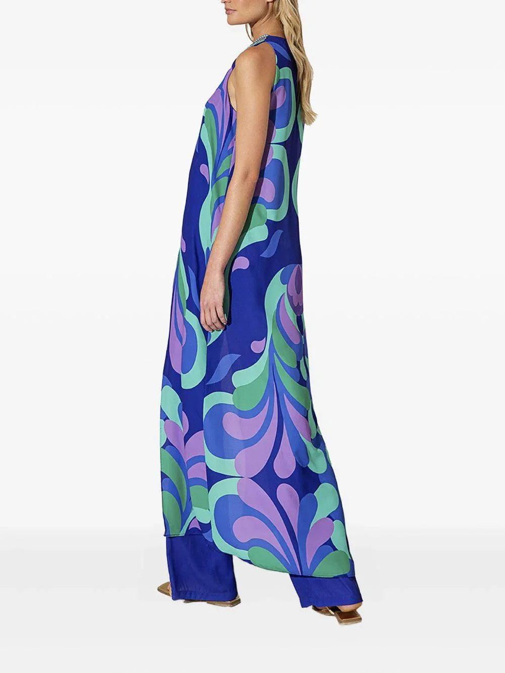 Completo viola con top fantasia - Preludio Moda