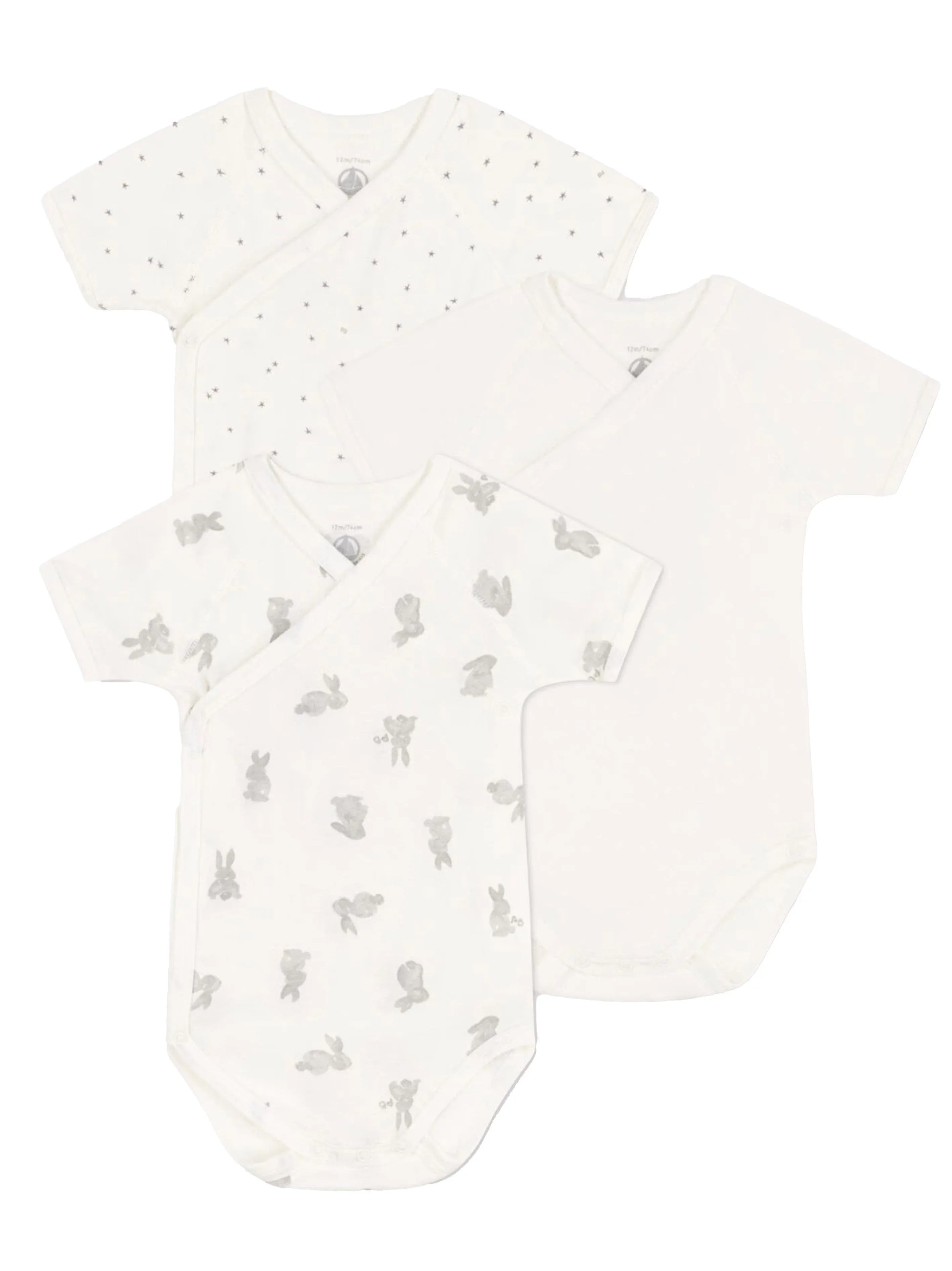 Set body fantasia bianco/grigio neonato (3pz) - Preludio Moda
