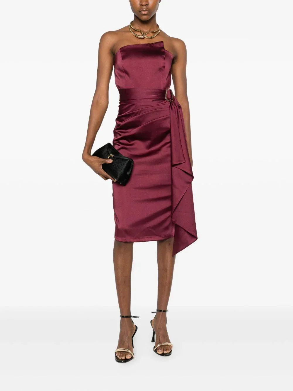 Abito Midi Senza Spalline con Cintura - Preludio Moda