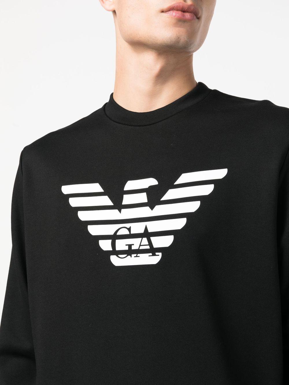 Felpa nera con logo stampato e maniche lunghe 8N1MR61JRIZ F008 EMPORIO ARMANI
