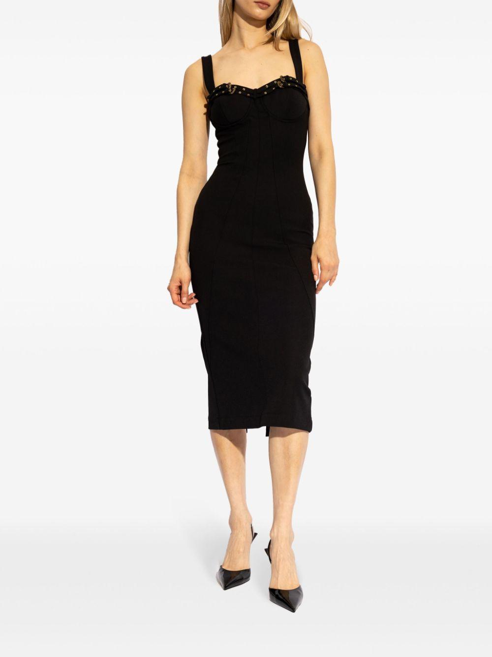 Abito midi scollo fibbie e occhielli 77HAO935N0394 899 VERSACE JEANS
