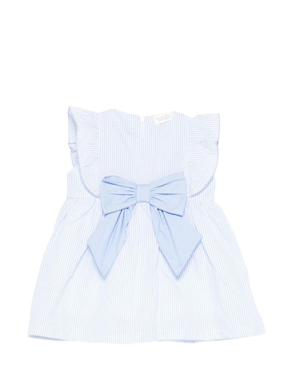Abito in cotone con fiocco E26485 AZZURRO NANAN KIDS