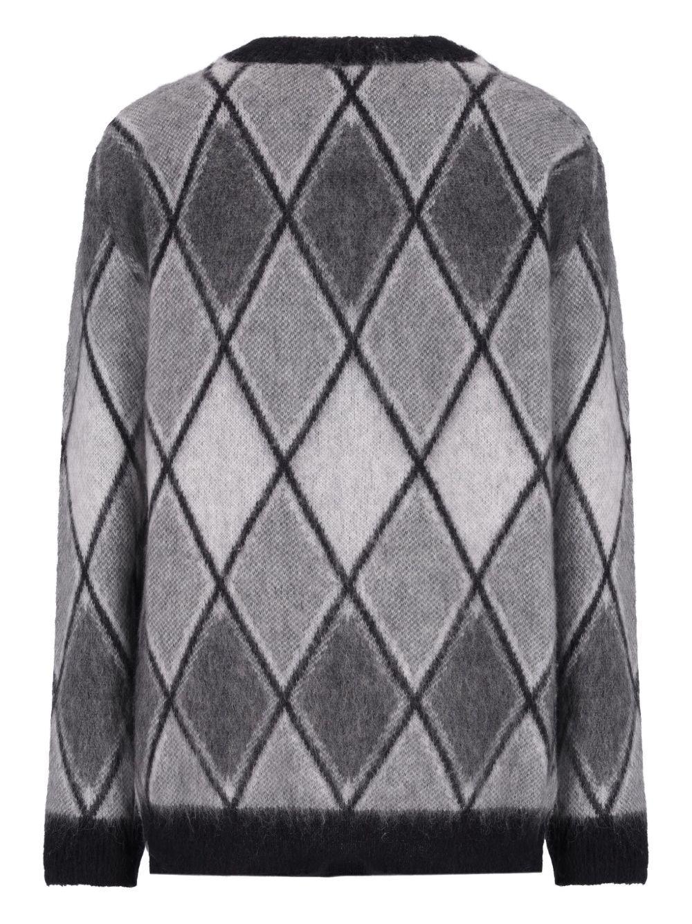 Cardigan Grigio con Motivo a Rombi - Preludio Moda