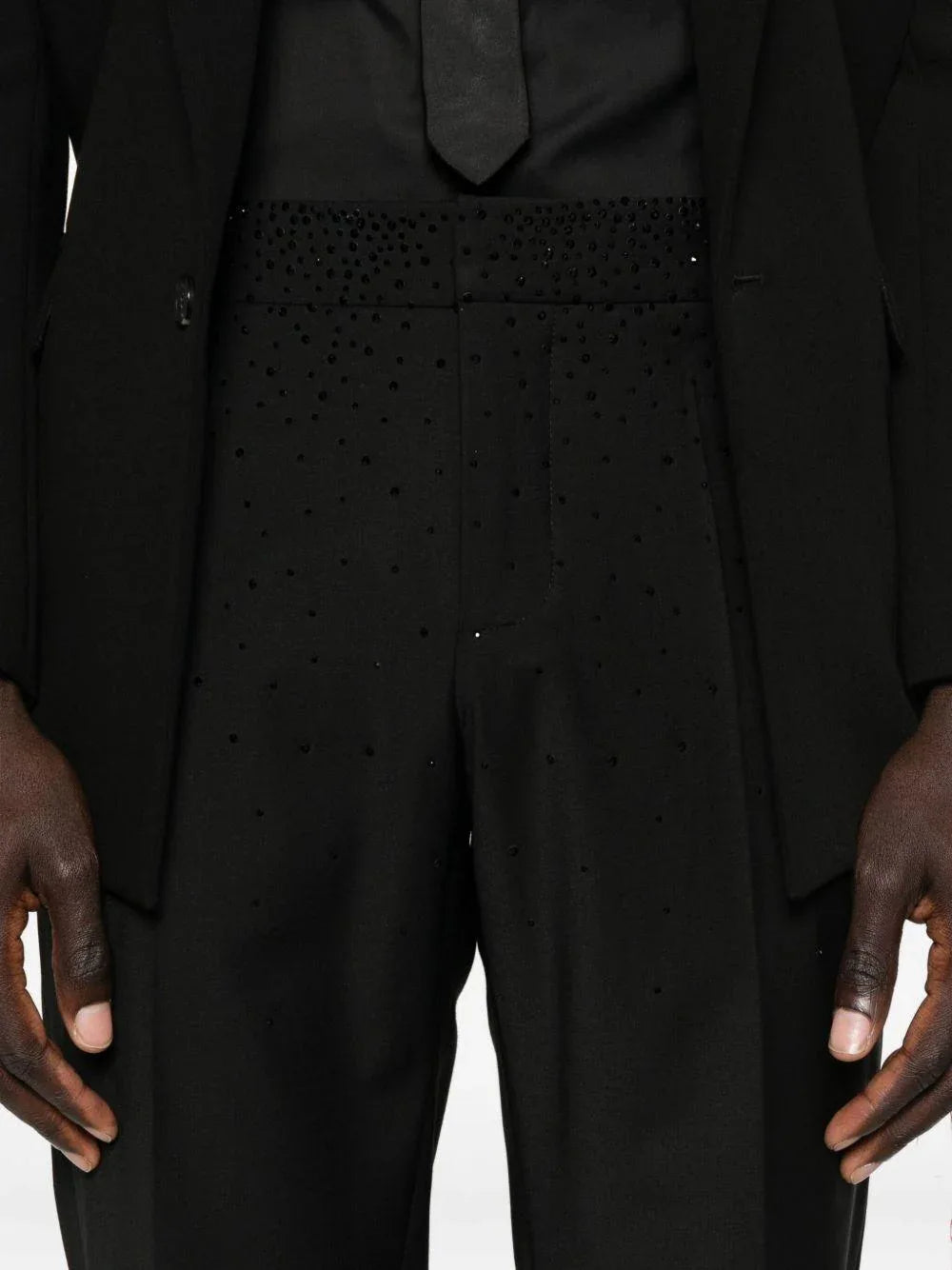 Pantaloni neri slim con strass - Preludio Moda