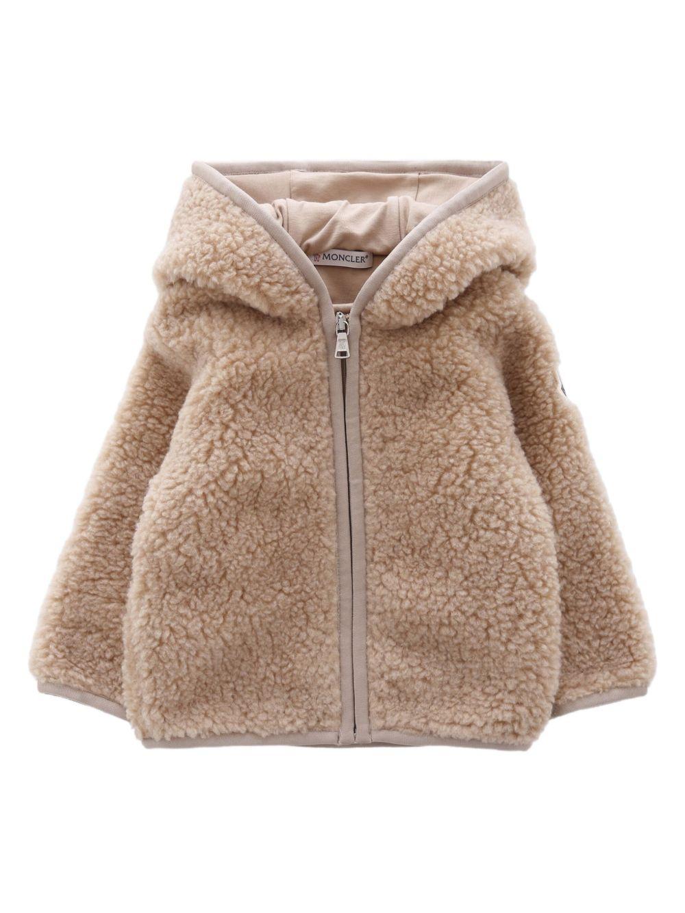 Felpa in pile effetto teddy con cappuccio e orecchie da orsacchiotto K29518G0000189A3X 239 MONCLER KIDS