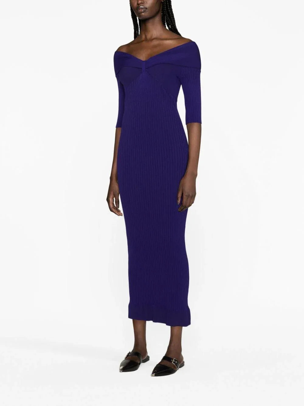 Abito viola scollo a barca - Preludio Moda