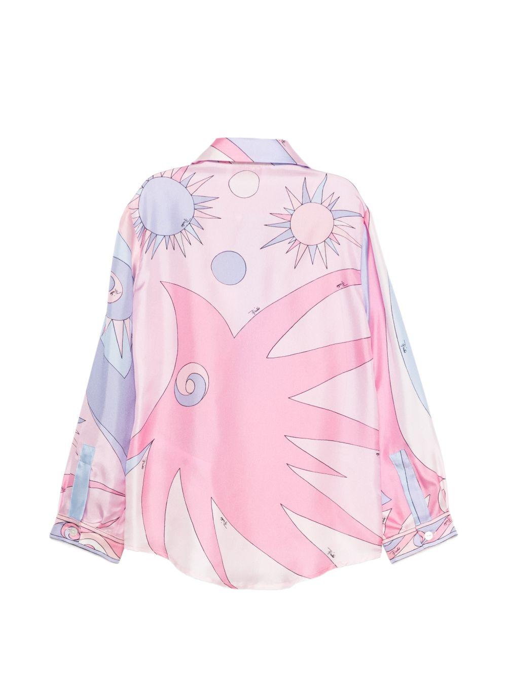 Camicia in seta con stampa grafica PY5B20S0238 508LI EMILIO PUCCI KIDS