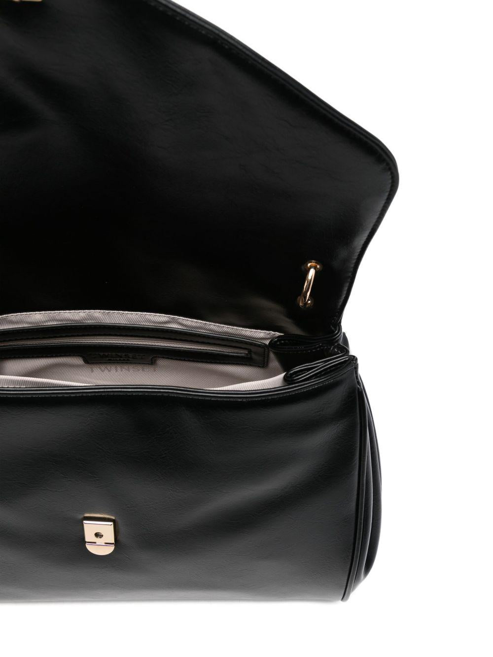 Borsa nera con tracolla e placca frontale 252TD8050 00006 TWINSET