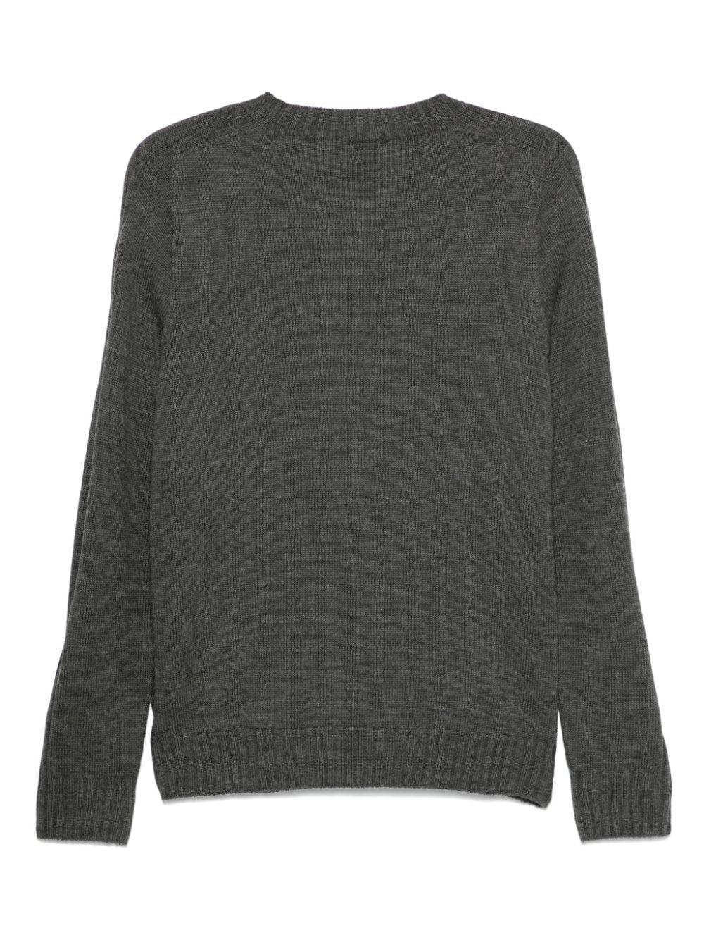 Maglione grigio con profili sottili a contrasto lana - Preludio Moda