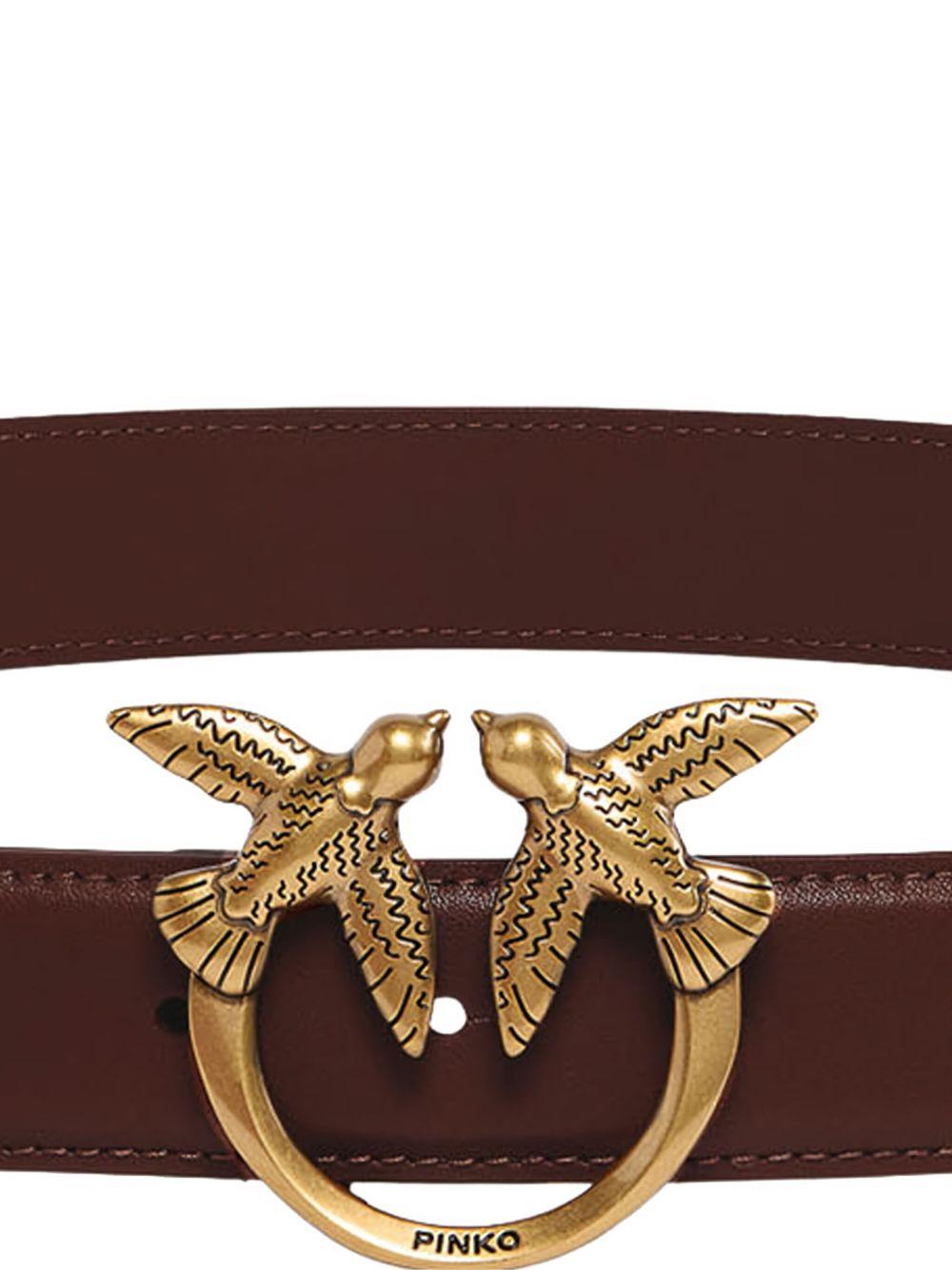 Cintura Marrone in Pelle con Fibbia Love Birds 100125A0F1 L74Q PINKO