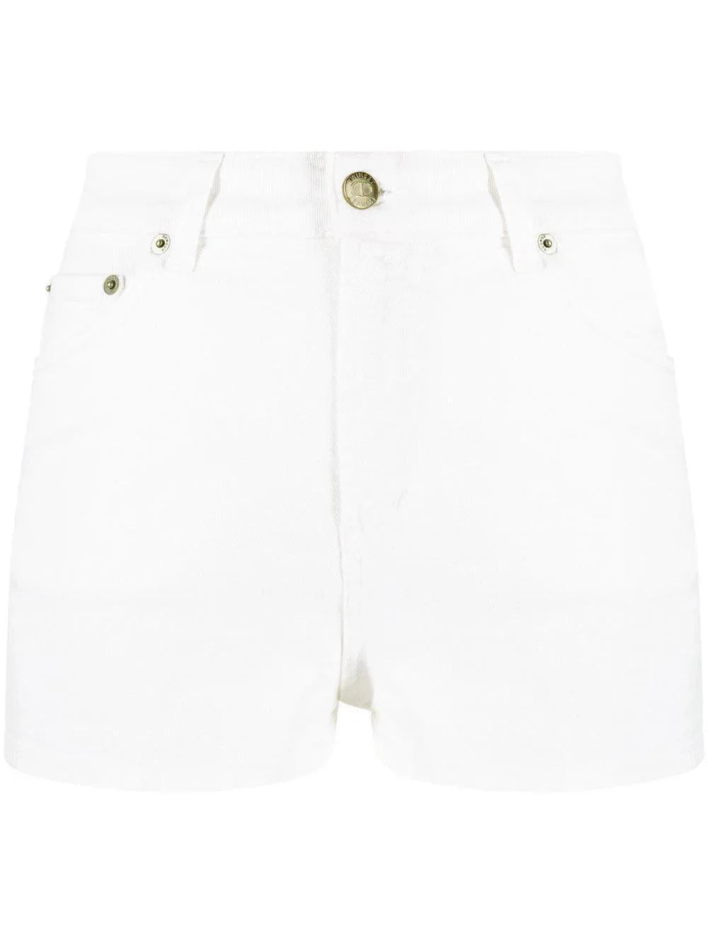 Short bianco ricamo logo floreale - Preludio Moda