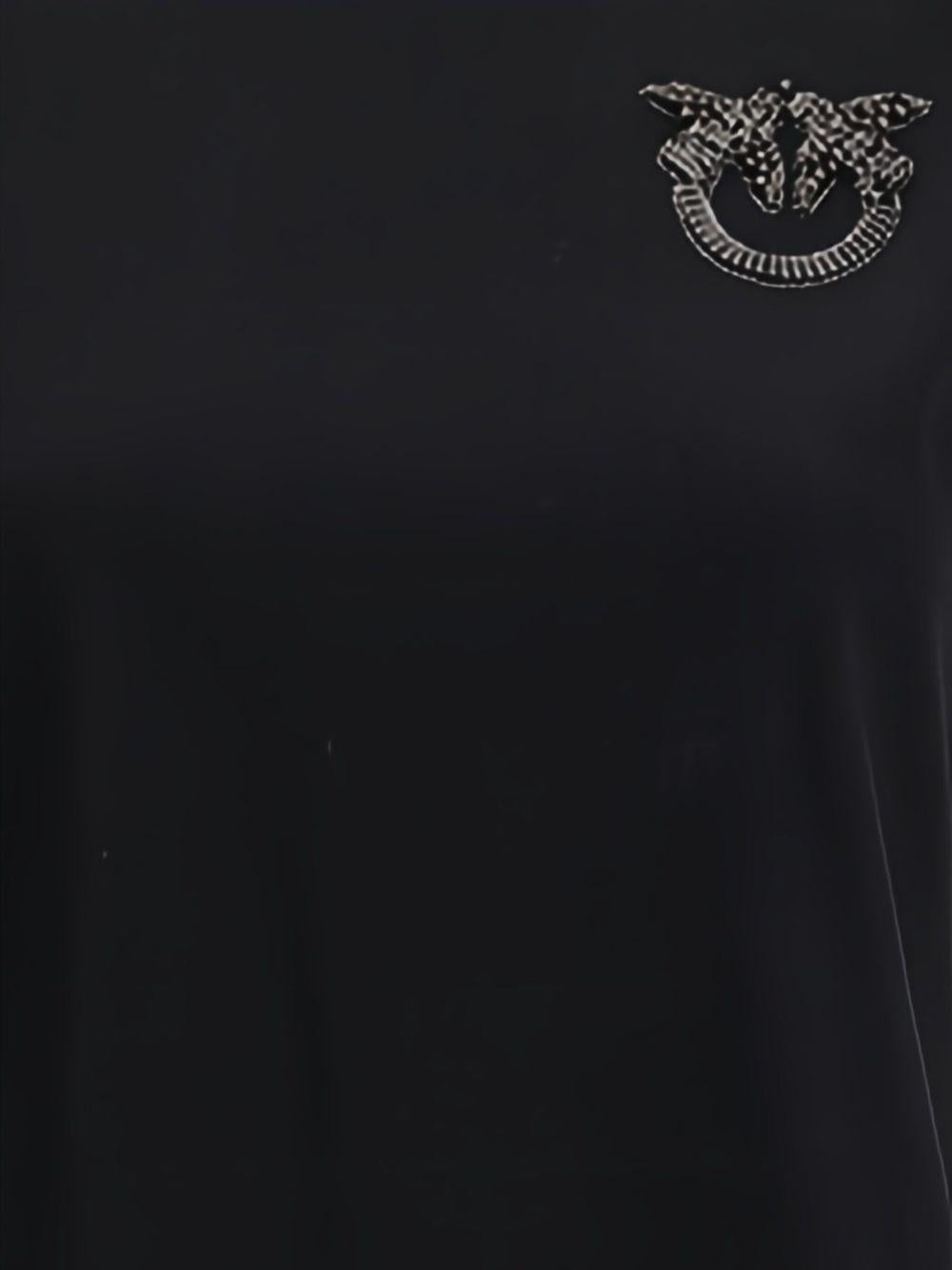 T-shirt nera in cotone con decorazione in cristalli 103320A2RN Z99 PINKO
