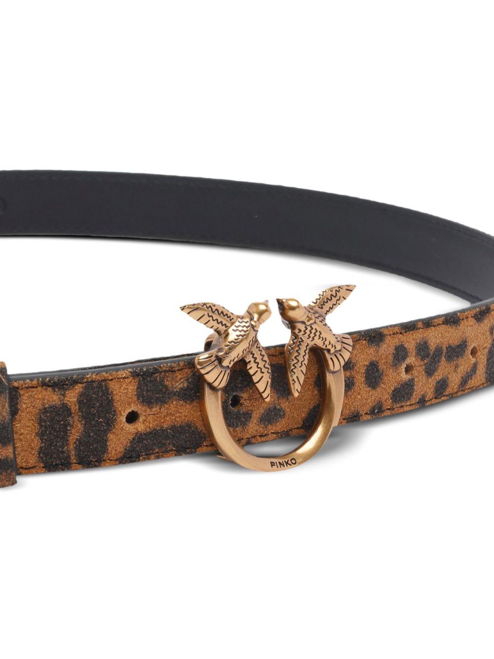 Cintura marrone in pelle con stampa leopardata 100143A32A M35Q PINKO
