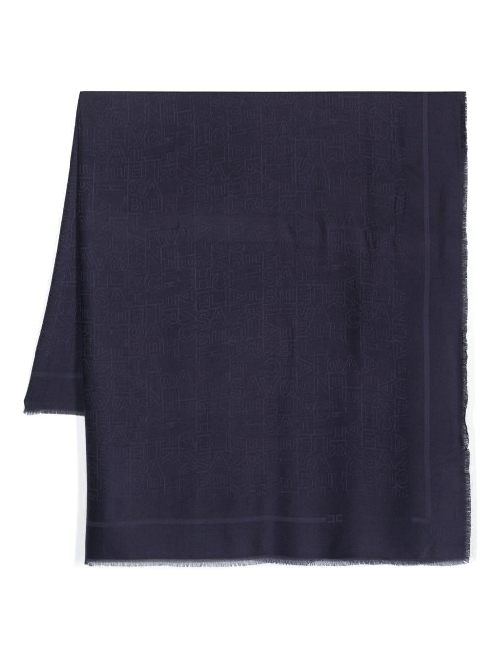 Pashmina quadrata blu logo all-over
