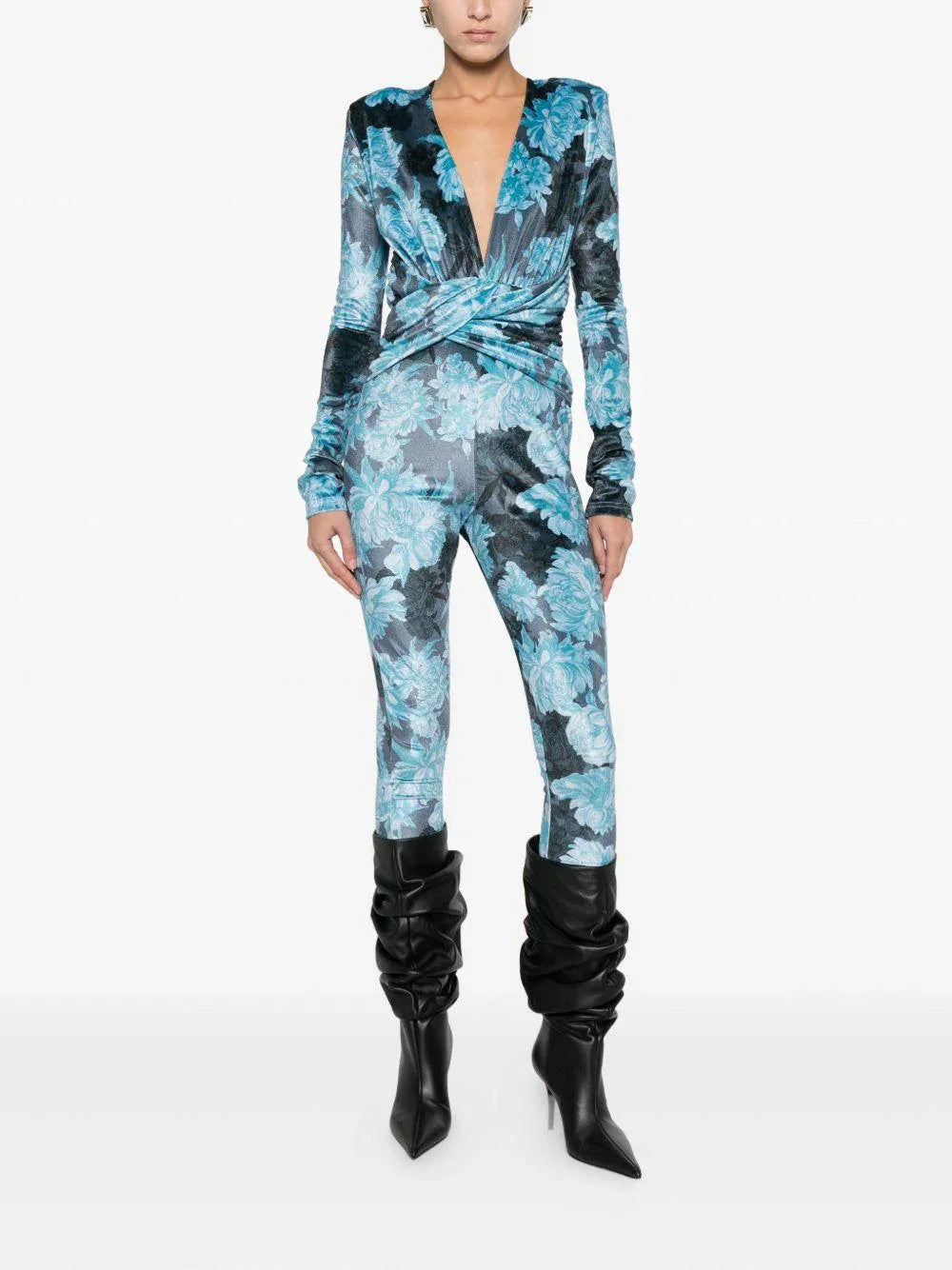 Tuta con Stampa Floreale e Scollo a V - Preludio Moda