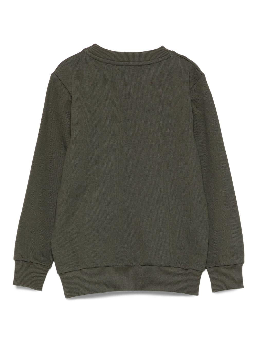 Felpa Verde Oiva con Logo Ricamato BX4Q50Z3183 762VE BALMAIN KIDS