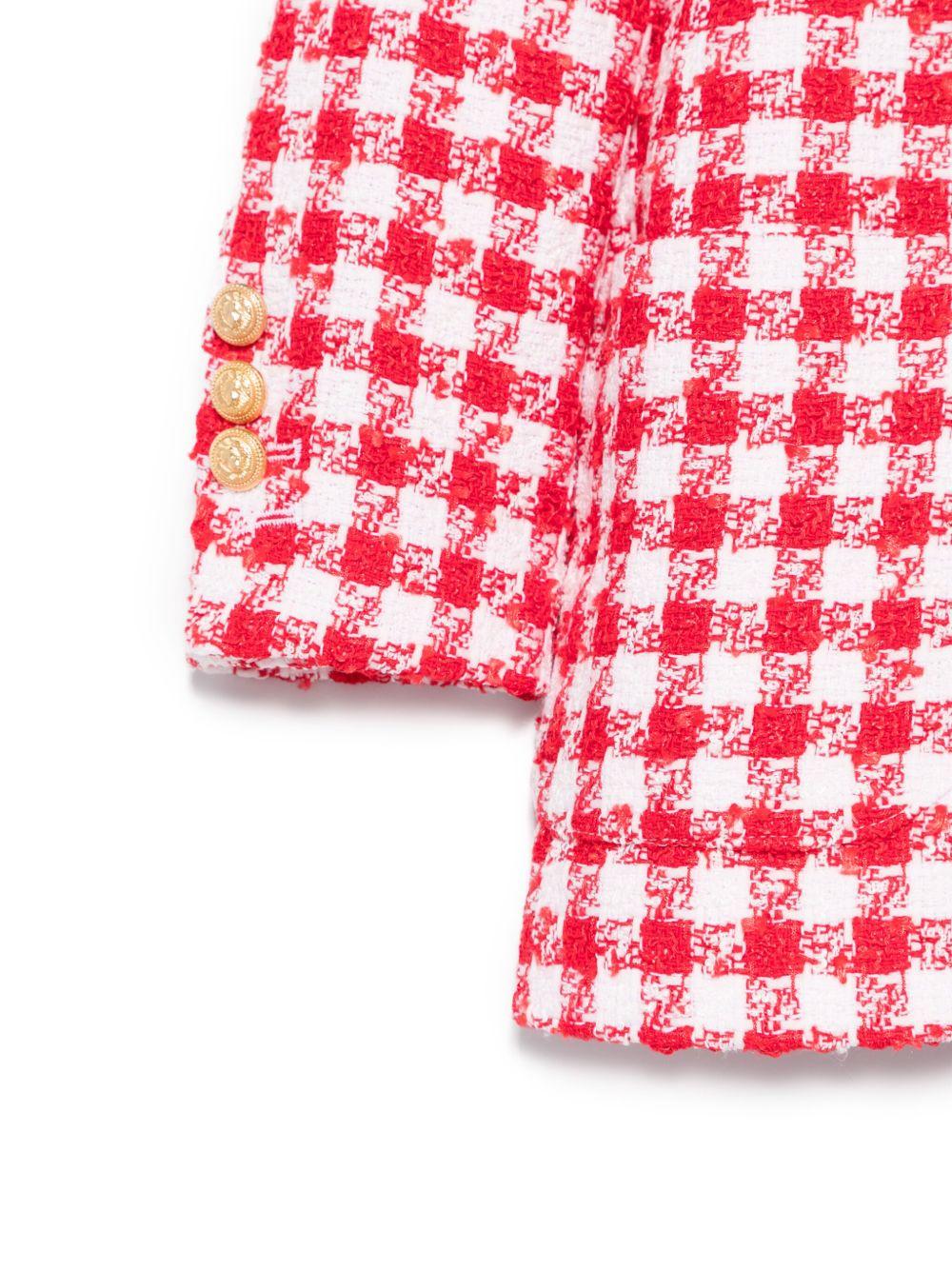 Giacca doppiopetto a quadri tartan rossa/bianca