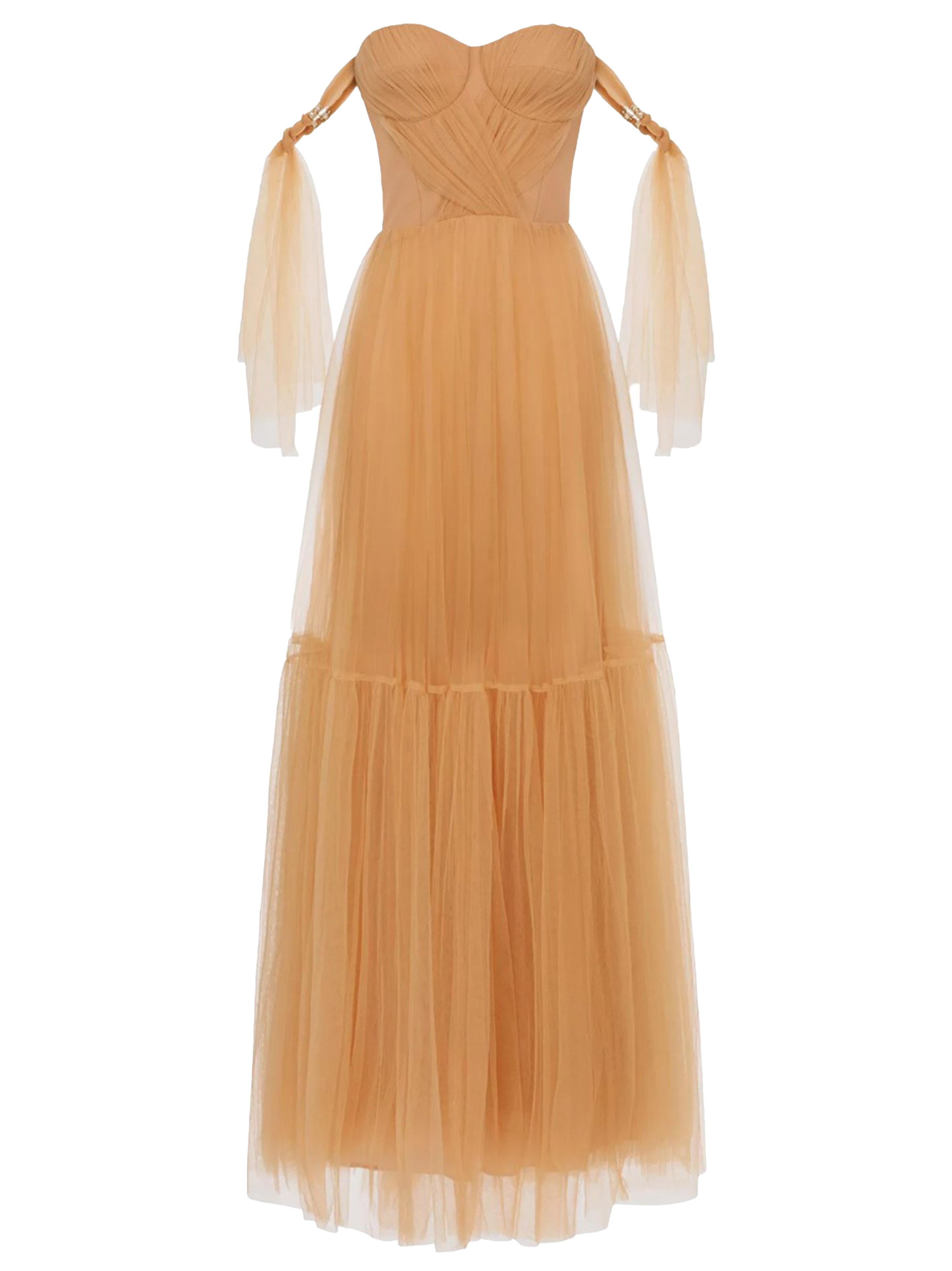Abito in tulle caramello AB46532E2 CARAMELLO ELISABETTA FRANCHI