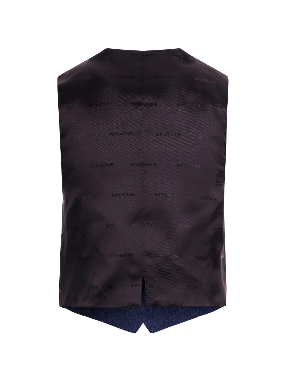 Gilet blu con bottoni dorati BY2P82P0588 625 BALMAIN KIDS