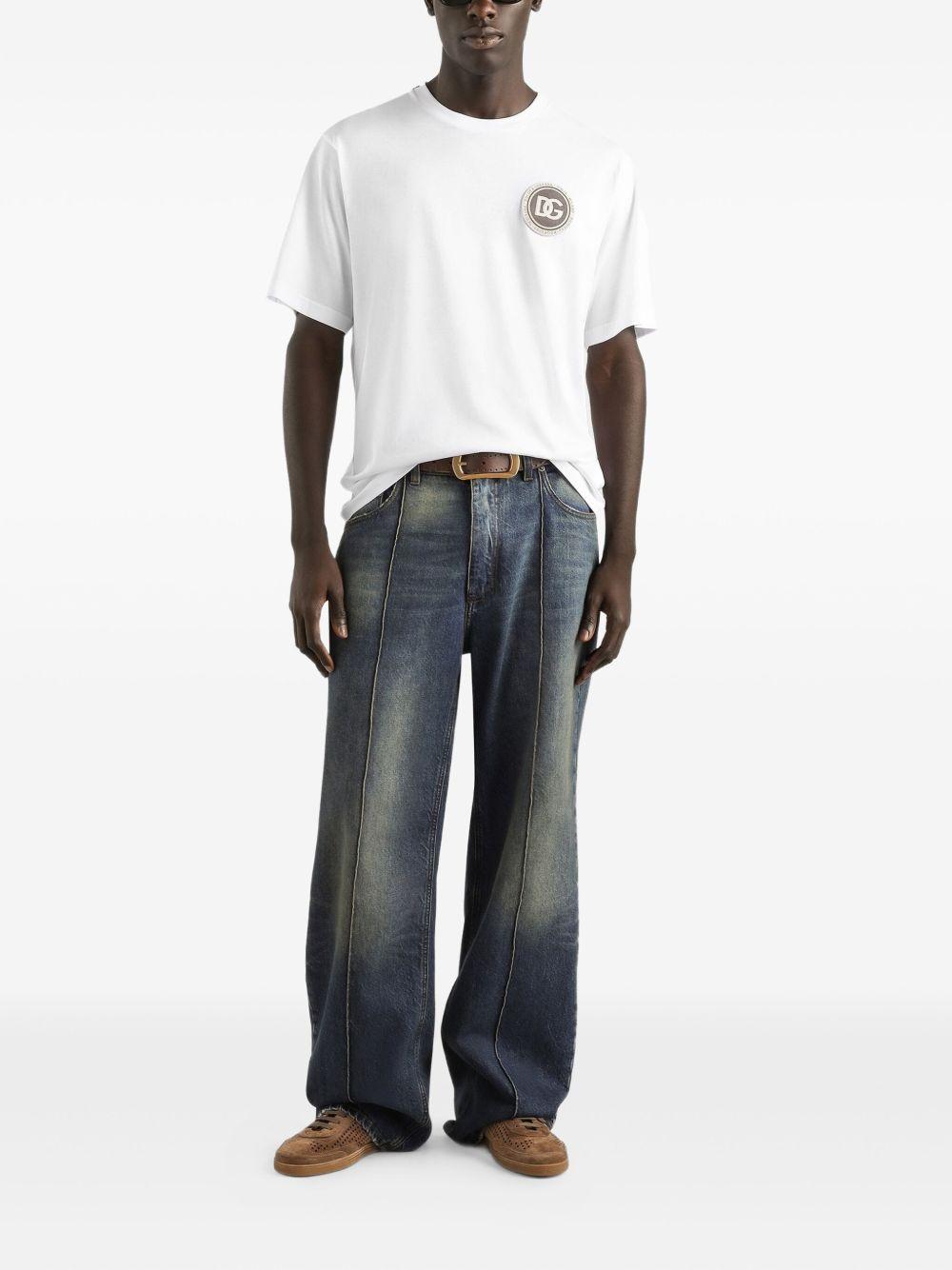 T-shirt in cotone girocollo con patch logo G8PN9ZG7PZF W0800 DOLCE&GABBANA