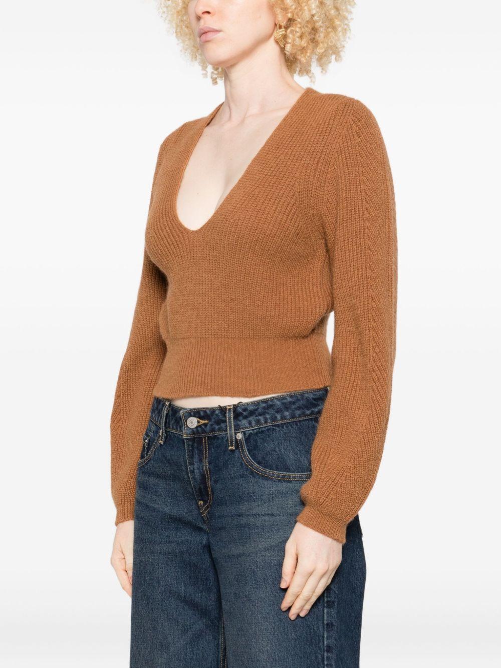 Maglione a Coste con Scollo a V e Maniche a Palloncino 252TT3062 13006 TWINSET