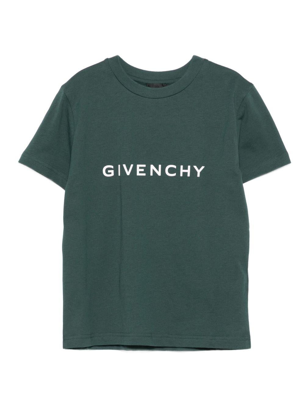 T-shirt in Cotone Biologico con Logo Frontale H30952 672 GIVENCHY KIDS
