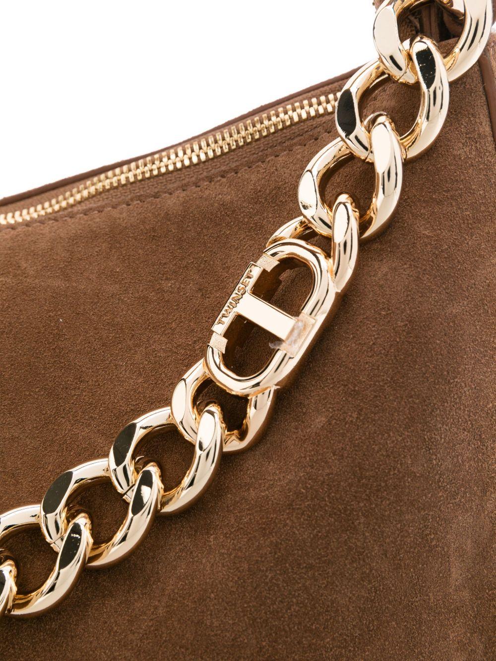 Borsa a Spalla Marrone con Catena 252TB7162 00057 TWINSET